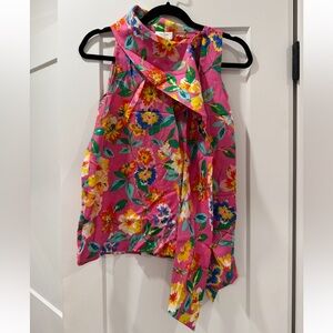 Kate Spade Pink Floral Ruffle-Halter Sleeveless Top